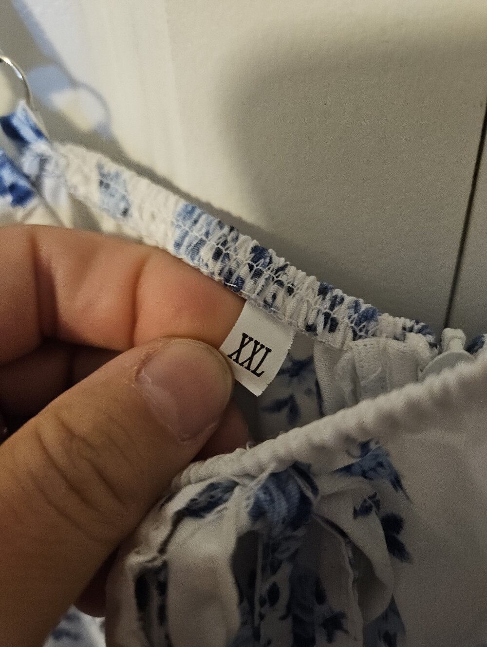 White and Blue Floral Spaghetti-Strap Maxi Dress - Picture 4 of 5